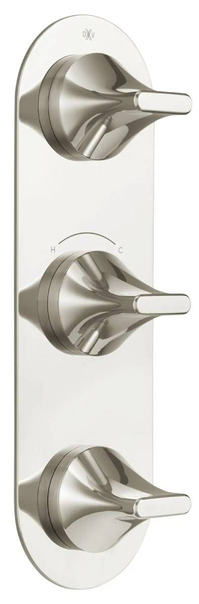 DXV Modulus Platinum Nickel 3-Handle Thermostatic Valve Trim Only-0
