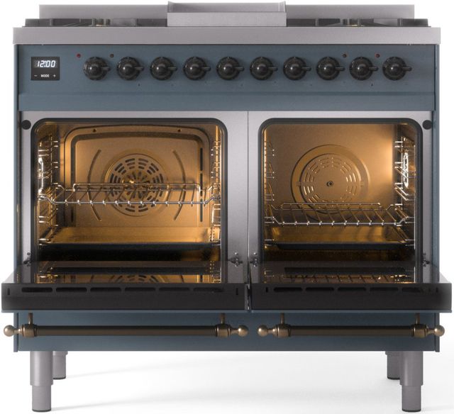 Ilve® Nostalgie II Series 40" Blue Grey Pro Style Dual Fuel Range-1