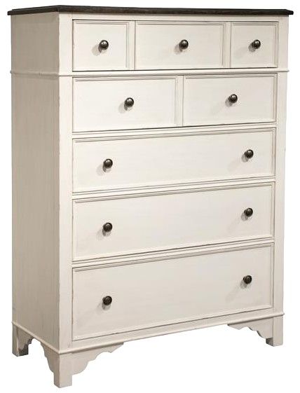 Riverside Furniture Grand Haven Feathered White/Rich Charcoal 5-Drawer Chest-0
