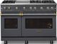 Viking® 5 Series 48" Cast Black Pro Style Gas (LP) Range with Brushed Brass Trim-4