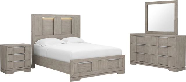 Elements International Kelis 4-Piece Gray Queen Panel Bedroom Set-0