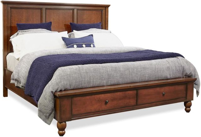 aspenhome® Cambridge Brown Cherry King Panel Storage Bed-0