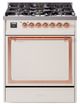 Ilve® Nostalgie II Noblesse 30'' Antique White Pro Style Dual Fuel Range with Copper Trim-0