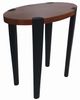 A & B Home Walnut Small Oval Table with Black Legs-0