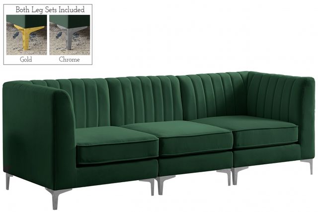 Meridian Furniture Alina Green Velvet Modular Sectional-1