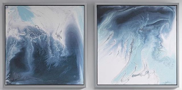 Olliix by Madison Park Blue Set of 2 Blue Lagoon 2 Gel Coat Framed Canvas Pieces-0