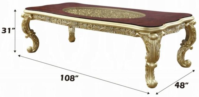 ACME Furniture Cabriole Glass Top Rectangular Dining Table with Gold Base-2