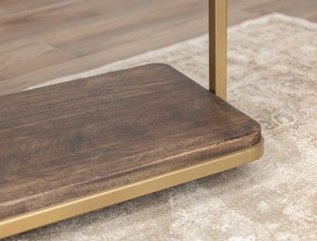 International Furniture Direct Onix Cocoa Brown Sofa Table with Gold Frame-2