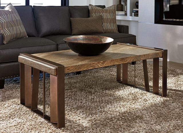 Lexington Home Zavala Intersect Brazilian Gold Cocktail Table with Brown Base-1