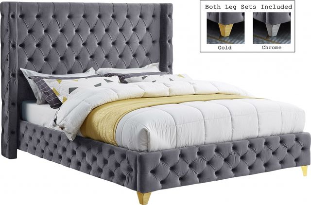 Meridian Furniture Savan Gray Full Upholstered Panel Bed-3