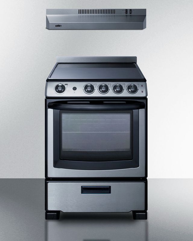 Summit® 24" Black/Stainless Steel Electric Range and Convertible Hood-1