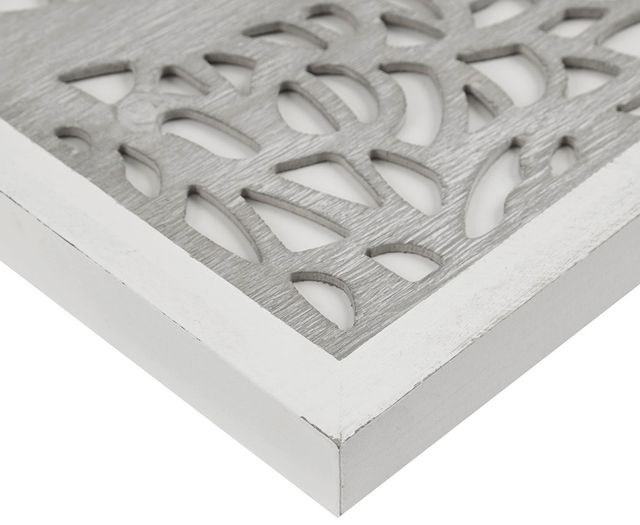 Olliix by Madison Park Laurel Branches Grey and White Carved Wood Panel Wall Decor-1