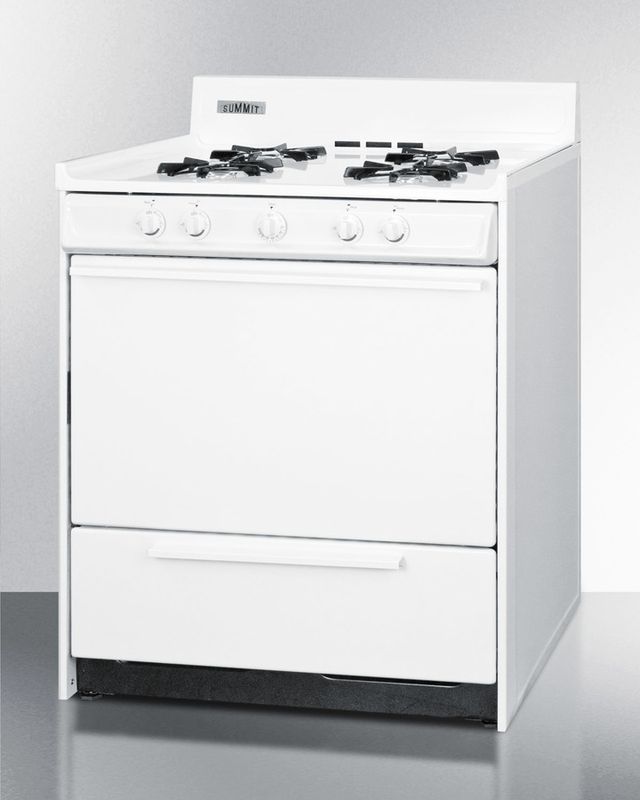 Summit® 30" White Freestanding Gas Range-2