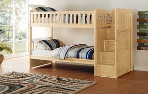 Mazin Furniture Bartly Natural Pine Twin/Twin Youth Step Bunk Bed-1