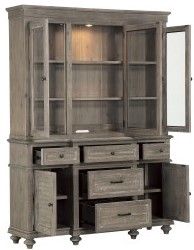 Mazin Furniture Cardano Driftwood Light Brown Buffet & Hutch-1