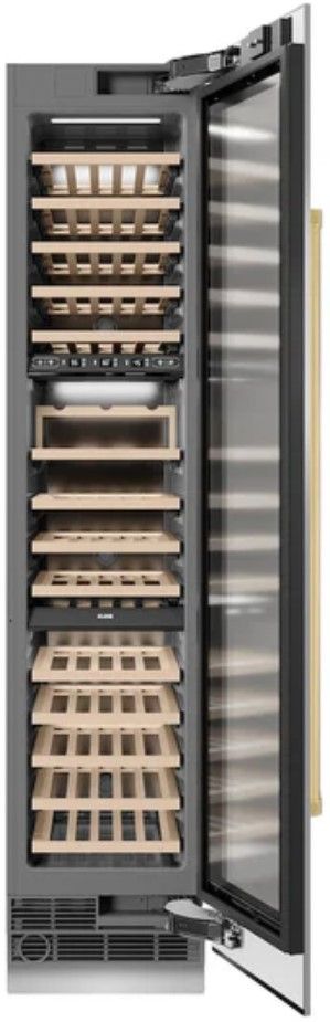 ZLINE Autograph Edition 18" 9.0 Cu. Ft. Triple Zone 68 Bottle Right Hinge Column Wine Cooler in Stainless Steel with Polished Gold Accents-1