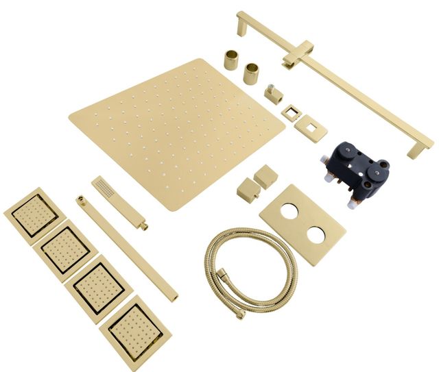 ZLINE Autograph Edition Polished Gold Crystal Bay Thermostatic Shower System with Body Jets-1