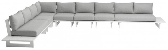 Meridian Furniture Maldives 4-Piece Gray/White Aluminum/Fabric 185" Outdoor Modular Sectional-1