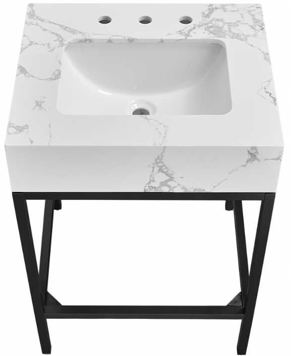 Meridian Furniture Marmo White/Matte Black 24" Bathroom Vanity-2