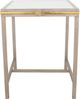 Zeugma Imports White Stone Top Side Table with Champagne Gold Leaf Base-0