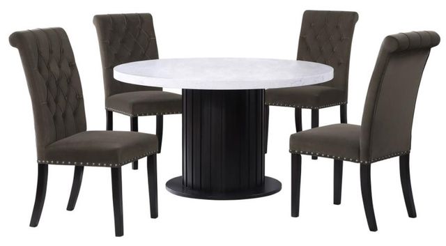 Coaster® Sherry 5-Piece Brown Round Marble Top Dining Table Set-0