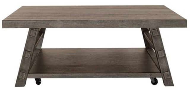 Liberty Furniture Modern Farmhouse Dusty Charcoal Oversized Square Cocktail Table-2