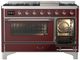 Ilve® Majestic III 48" Burgundy Pro Style Dual Fuel Natural Gas Range with Triple Glass Door and Chrome Trim-2