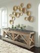 Classic Home Marbella Brown 100" Console Table with Honed Blue Stone Top-3
