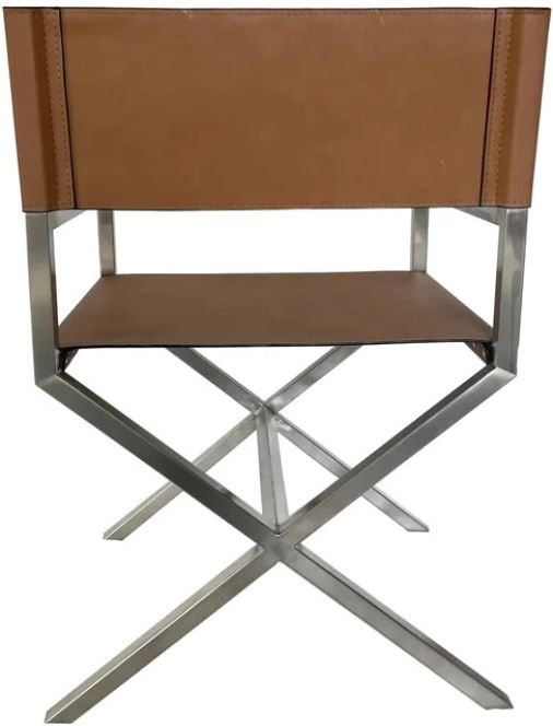 Modus Furniture One Brushed Stainless Steel/Cognac Dining Arm Chair-1