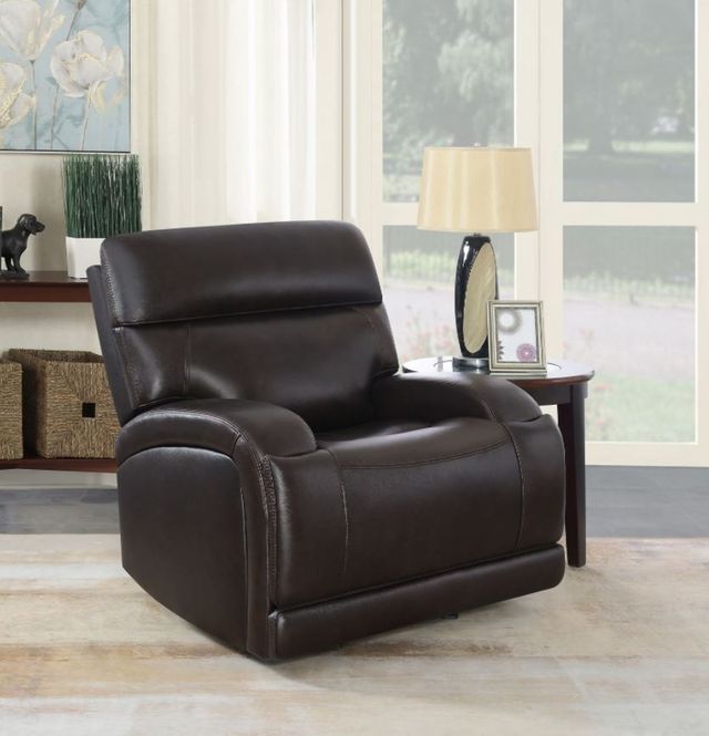Coaster® Longport Dark Brown Upholstered Power Glider Recliner-3