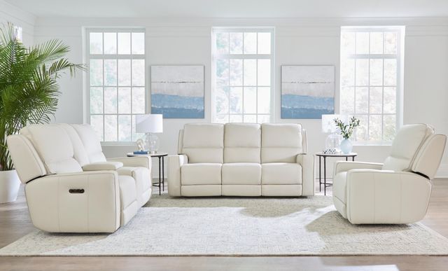 Bassett® Furniture Club Level Raymond Vanilla Power Reclining Loveseat with Console-3