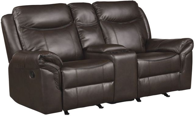 Homelegance® Aram Dark Brown Manual Glider Double Reclining Loveseat-0