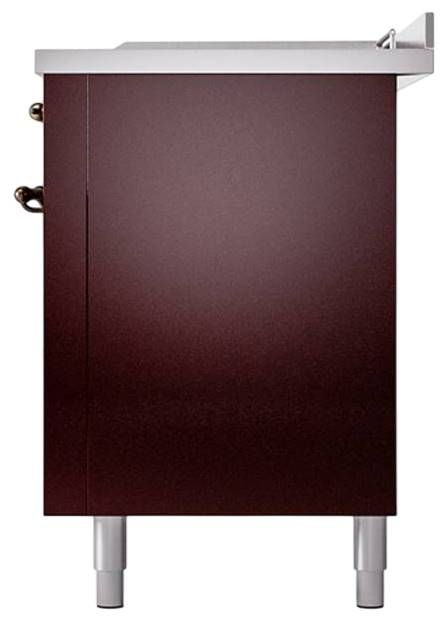 Ilve® Nostalgie II Noblesse 60'' Burgundy Pro Style Dual Fuel Range with Burnished Trim-3