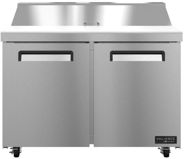 Hoshizaki Valiance® 48" 12.09 Cu. Ft. Stainless Steel Two Section Sandwich Prep Table Refrigerator with Stainless Door-0