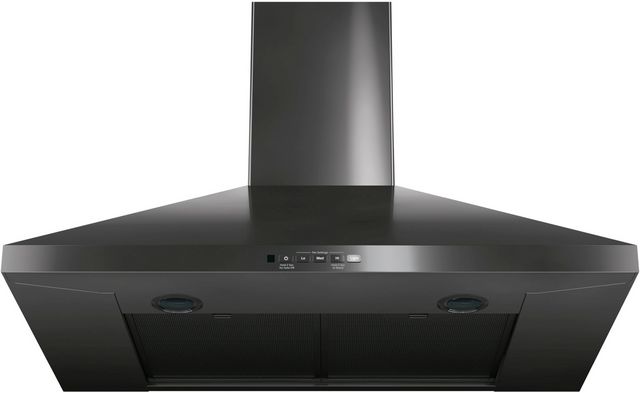 GE® 30" Black Stainless Wall Mount Pyramid Chimney Hood-1
