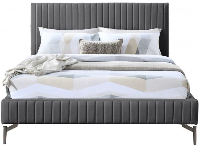 Meridian Furniture Gallo Dark Grey Vegan Leather Queen Upholstered Panel Bed-1