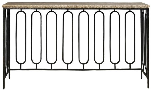 Universal Explore Home™ Griffith Park Beige Console Table with Rubbed Bronze Base-1