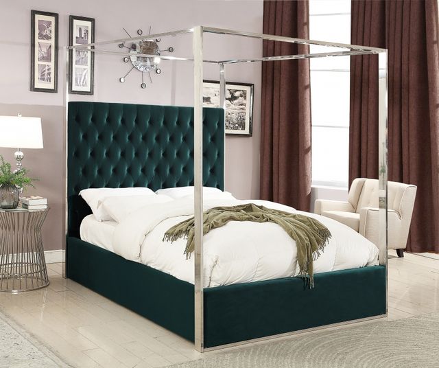 Meridian Furniture Porter Green King Upholstered Canopy Bed-1