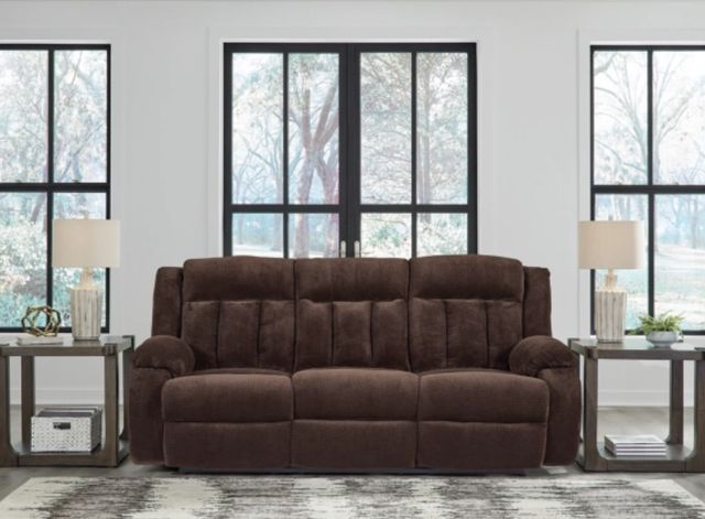 Signature Design by Ashley® Observation Chocolate Power Reclining Sofa with Drop Down Table-1