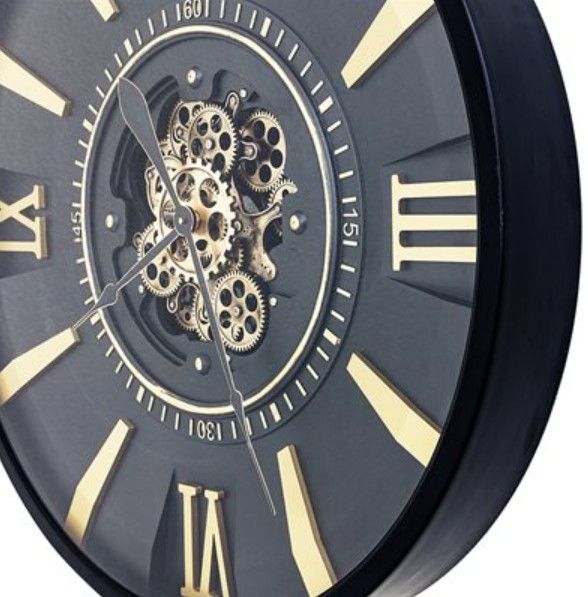 YHD Black/Gold Deluxe Gear Clock-4