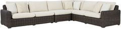 Signature Design by Ashley® Kimora 4-Piece Beige/Dark Brown Fabric/Natural Materials Outdoor L-Shape Sectional