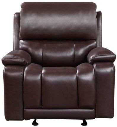 New Classic® Home Furnishings Cicero Brown Leather Glider Recliner with Power Headrest and Footrest-1