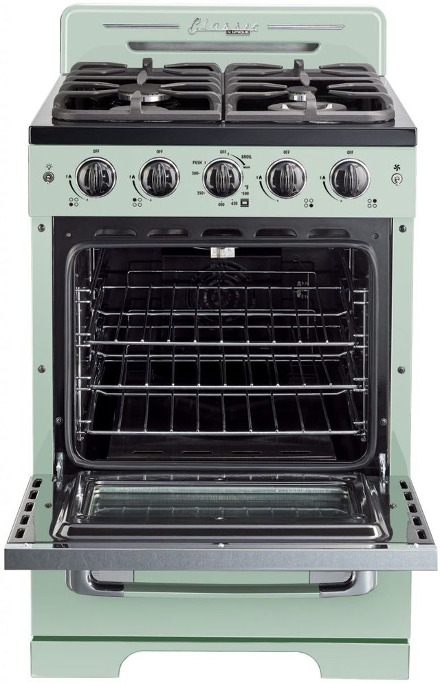 Unique® Appliances Classic Retro 24" Summer Mint Green Freestanding Gas Range-1