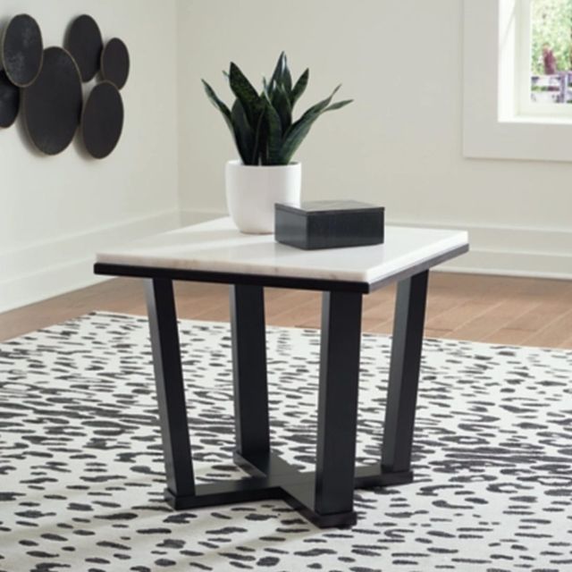 Signature Design by Ashley® Fostead White End Table with Espresso Base-3