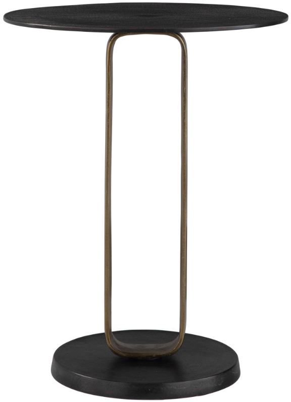 Uttermost® Aperture Brass Accent Table with Black Base and Top-3