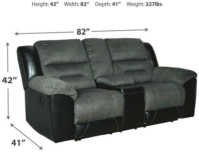 Signature Design by Ashley® Earhart Slate Double Reclining Loveseat with Console-1