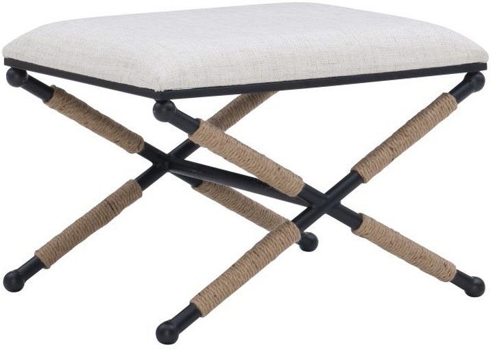 Linon Ashburn Campaign Black/Gray Accent Stool