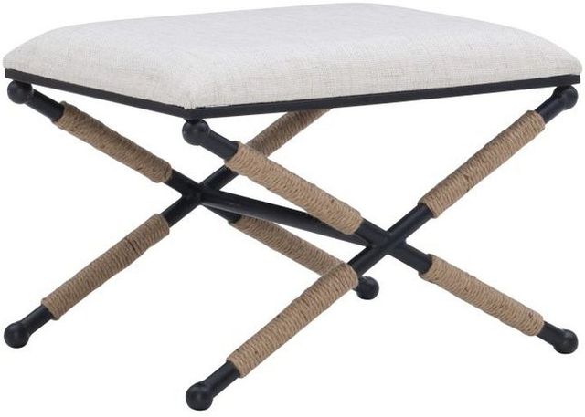 Linon Ashburn Campaign Black/Gray Accent Stool