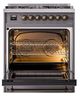 Ilve® Nostalgie II Noblesse 30" Graphite Matte Pro Style Dual Fuel Range with Burnished Trim-2