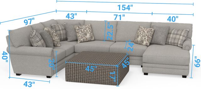 Jackson Furniture Livingston 4-Piece Linen U-Shape Sectional with Ottoman-2